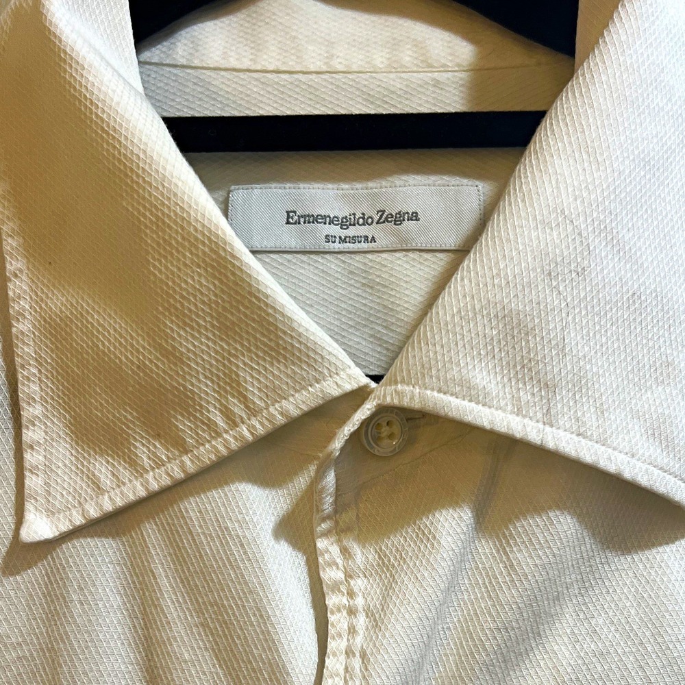 Ermenegildo Zegna Portofino 100% Cotton Non-Iron Comfort Shirt 16.5 34/35 White